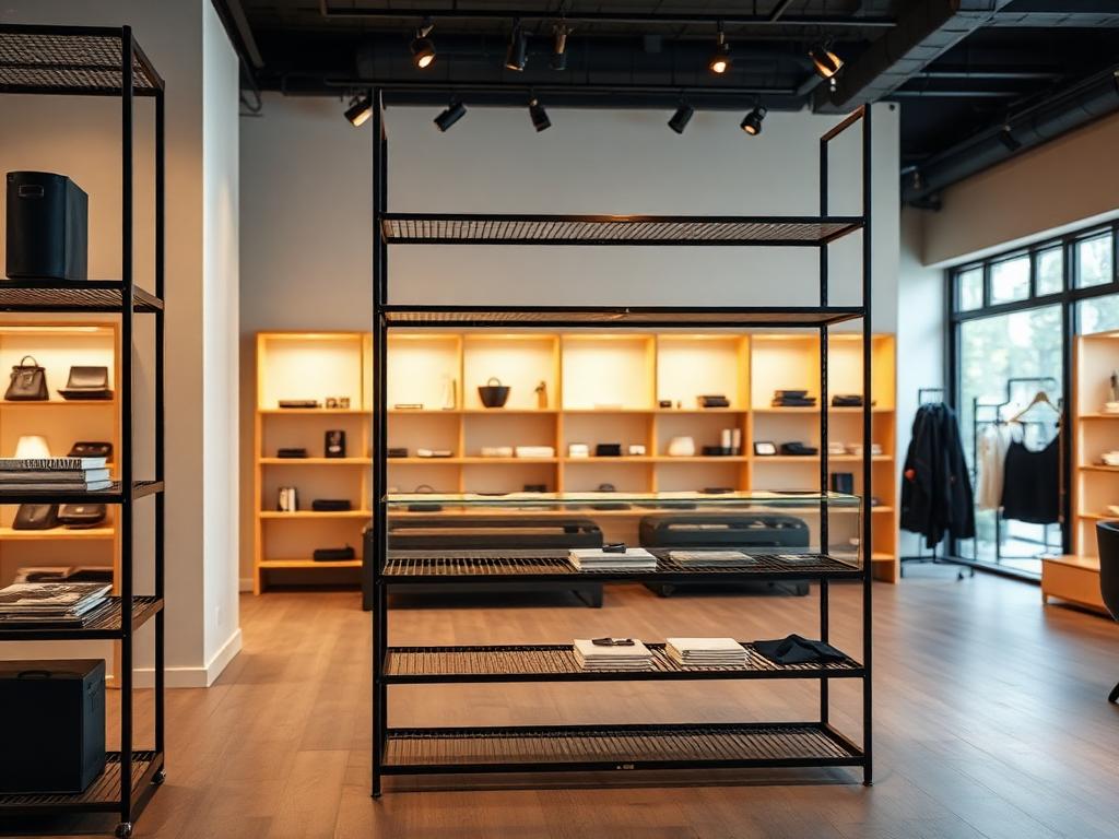 Étagères et agencement métallique de boutique réalisés à Marrakech