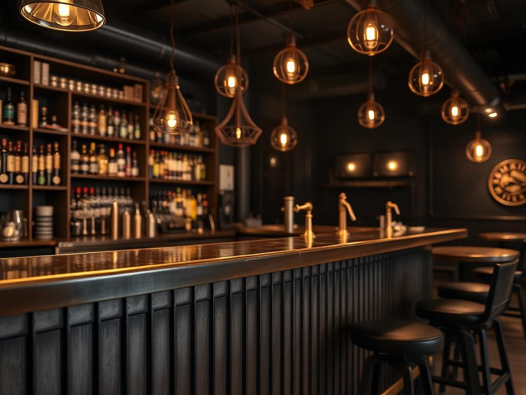 Comptoir de bar en acier et laiton réalisé à Agadir