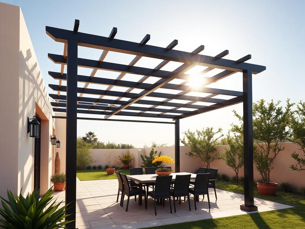 Pergola métallique de jardin réalisée à Mohammedia
