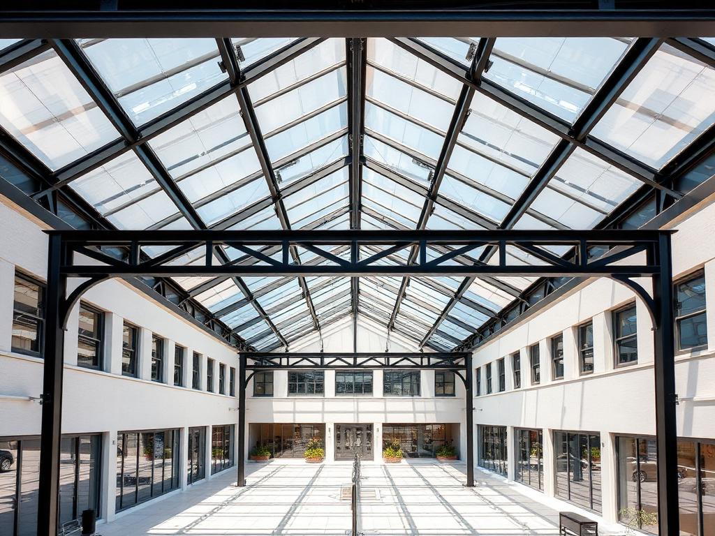 Verrière métallique de patio commercial réalisée à Rabat