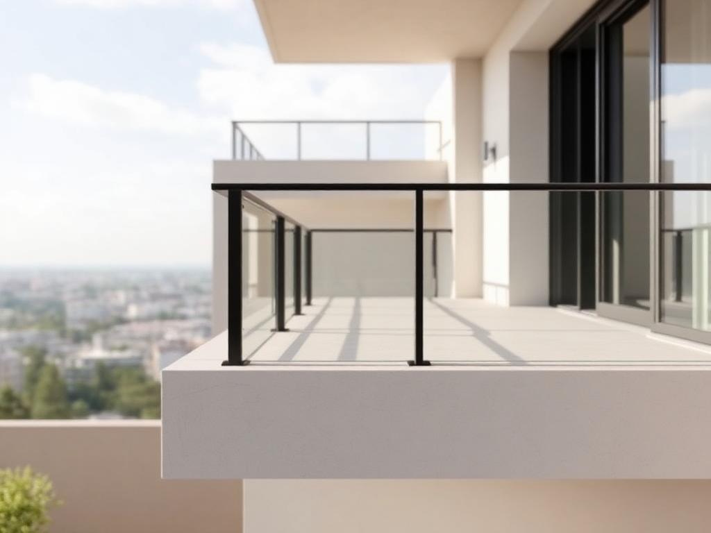 Garde-corps en acier noir fin sur une terrasse contemporaine